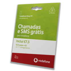 CARTÃO VODAFONE EASY91 7,5€ (2,5€ SALDO + 5€ NO 1º CARREGAMENTO) CARTÃO VODAFONE EASY91 7,5€ (2,5€ SALDO + 5€ NO 1º CARREGAMENTO)